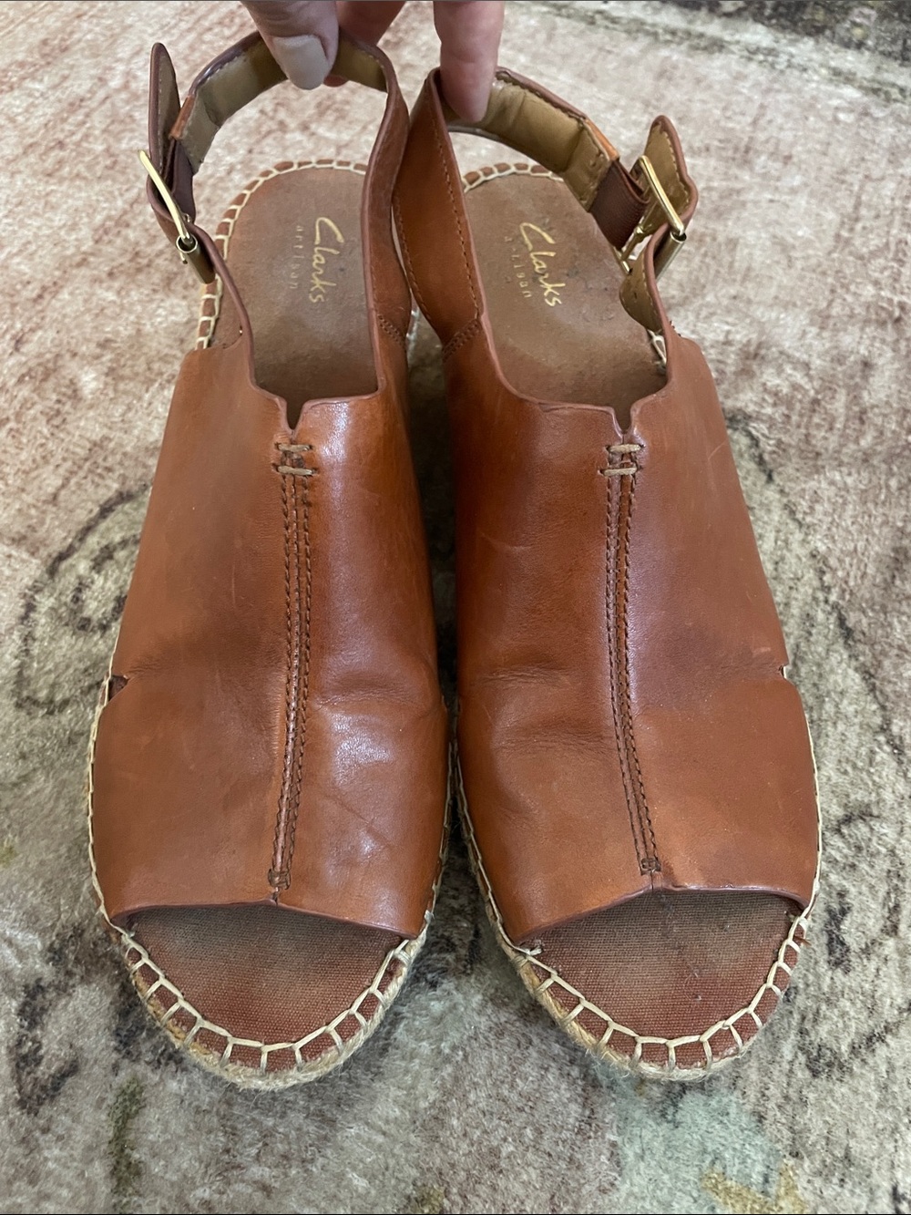 Clarks Women’s Brown Leather Espadrille Slingback Sandals